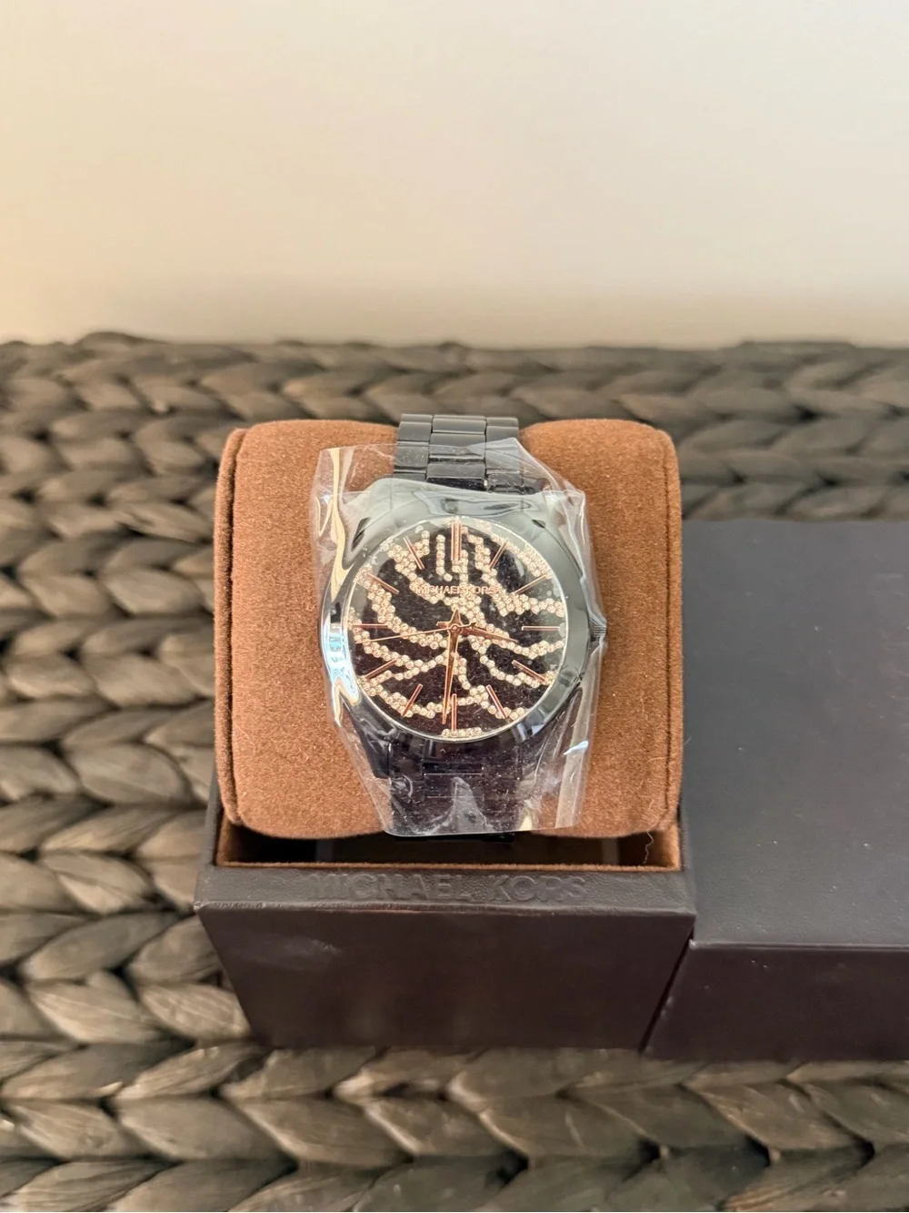 Michael Kors Slim Runway Midnight Safari Black Zebra Dial Watch